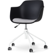 Nout-Liz bureaustoel zwart met lichtgrijs zitkussen - wit onderstel