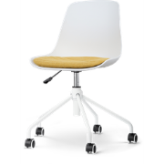 Nout-Liv bureaustoel wit met okergeel zitkussen - wit onderstel