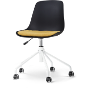 Nout-Liv bureaustoel zwart met okergeel zitkussen - wit onderstel