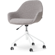 Nout-Mae bureaustoel bouclé taupe - wit onderstel