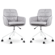 Nout-Mia bureaustoel grijs - wit onderstel - set van 2