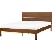 BOISSET  - Bed met LED - Donkerbruin - 160 x 200 cm - Rubberhout