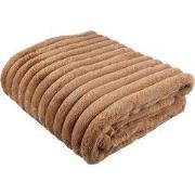 PTMD Hadi Beige Ribbed Fake Fur Plaid Large