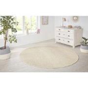 Rond Laagpolig Effen Uni Vloerkleed - Nasty - Creme - 200cm rond Ø