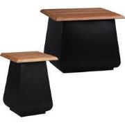 Bijzettafel 30x45x30 cm acaciahout naturel/zwart en metaal WOMO-Design