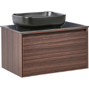 ARICA - Badkamermeubel met wastafel - Donkerbruin - 80 cm - MDF