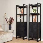 Boekenkast Boaz Black | 1 deur - Zwart - 150 x 55 x 60 x 45 - Mangohou...