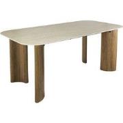Eettafel Rechthoek Hout/Travertin - 180x90x76cm - Romano Curvo
