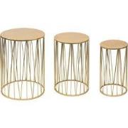 Clayre & Eef Plantentafel Set van 3 Ø 38 Ø 31 Ø 24 cm Goudkleurig Meta...