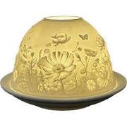 Clayre & Eef Waxinelichthouder Ø 12x8 cm Wit Porselein Bloemen