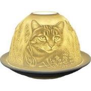 Clayre & Eef Waxinelichthouder Ø 12x8 cm Wit Porselein Kat