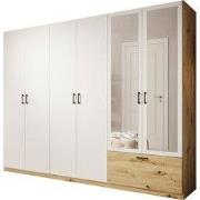 Meubella - Kledingkast Audrey - Wit - 270 cm - Met spiegel