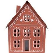 Clayre & Eef Decoratie Huis met LED 27x19x32 cm/ 3x AAA Bruin Metaal