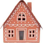 Clayre & Eef Decoratie Huis met LED 23x18x23 cm/ 3x AAA Bruin Metaal