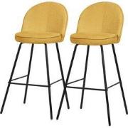 Barkruk set van 2 mosterd 52x102x50 cm met rugleuning en voetensteun t...