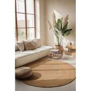 Rond Jute vloerkleed - Braided Rangpur - Naturel / Goud - 100cm rond Ø