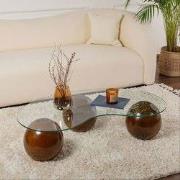 Salontafel Sphere Walnoot Transparant 120x70 cm Walnut Transparent Tem...