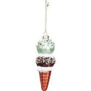 Xmas Hanger - Ice Cream - Glass -Blue/Brown - 5x14cm