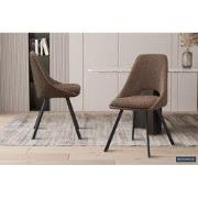 Stoel 'Filou' Bouclé Zand Rug PU Bruin - 56 x  x 45.0 - PU, Polyester,...