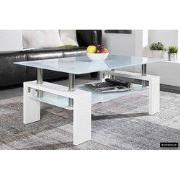 Salontafel 'Alana' Hoogglans wit - 60 x  x 100.00 - Spaanplaat, Glas