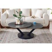 Salontafel 'Nara' Rond Draaibaar Steen Lichtgrijs - 85 x  x 85 - Steen...