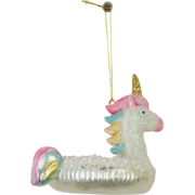 Xmas Hanger- Unicorn - White  - Glass - 8x9,5x9cm