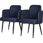 Set van 2 eetkamerstoelen met rugleuning & armleuning donkerblauw met ...