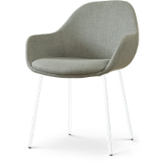 Nora-Mae eetkamerstoel saliegroen - wit onderstel
