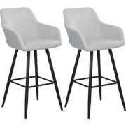 CASMALIA - Barkruk set van 2 - Lichtgrijs - Fluweel