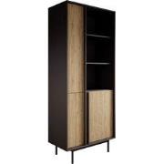 Meubella - Antigo - Boekenkast - Eiken/Antraciet - 83x43x195 cm