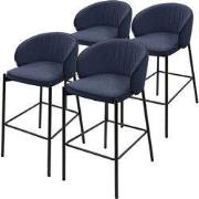 Barkruk set van 4 donkerblauw 50x101x54 cm met rugleuning en voetenste...