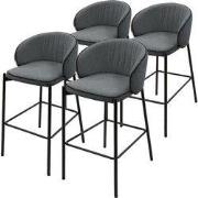 Barkruk set van 4 antraciet 50x101x54 cm met rugleuning en voetensteun...