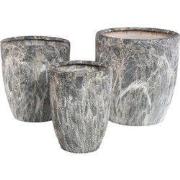 PTMD - Pot Miah - Grijs - 40x40x42cm - Set van 3