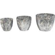 PTMD - Pot Miah - Grijs - 25x25x21cm - Set van 3