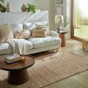 Laagpolig vloerkleed Drew Braid Kader - Handgeweven - Naturel - 160 x ...