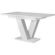 Meubella - Eetkamertafel Moris - Wit marmerlook - 160 cm - Uitschuifba...