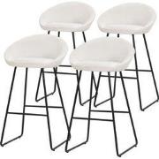 Barkruk set van 4 Beige 56x94x50 cm met rugleuning en voetensteun tot ...