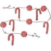 Clayre & Eef Kerstslinger Guirlande 170 cm Rood Wit Kunststof