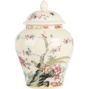 Clayre & Eef Vaas met Deksel Ø 12x18 cm Beige Keramiek