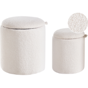 BEREA - Poef set van 2 - Gebroken wit - Bouclé