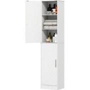 180 cm Hoge Badkamerkast met 2 deuren - 4 Verstelbare Planken - Wit