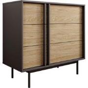 Meubella - Antigo - Ladekast 3 lades - Eiken/Antraciet - 93x43x87 cm