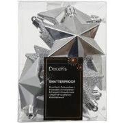 Ster kunststof L9b9h12 cm zilver 12 st