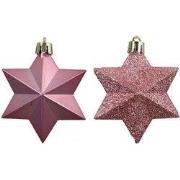 Ster kunststof L9b9h12,3 cm pink 12 st