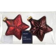 Ster glas L10b4h10 cm ossenbloed 2 st