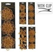 Bloem op clip glitter set3 goud
