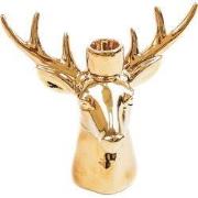 Candle holder - Reindeer - Ceramic - Gold - 11x6x11cm