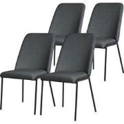 Eetkamerstoelen set van 4 antraciet met rugleuning, gestoffeerde stoel...