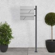 Staande brievenbus met krantenvak 37x37x11 cm lichtgrijs roestvrij sta...