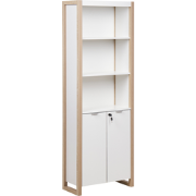 JOHNSON - Boekenkast met locker - Lichthout/Wit - Vezelplaat